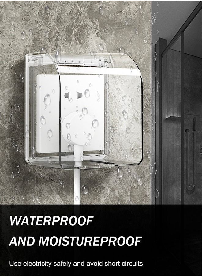 HomarKet - Plastic Wall Switch Waterproof Clear Cover Box Heighten Universal Plug Socket Cover Wall Light Panel Socket Doorbell Flip Cap Cover - Image 1