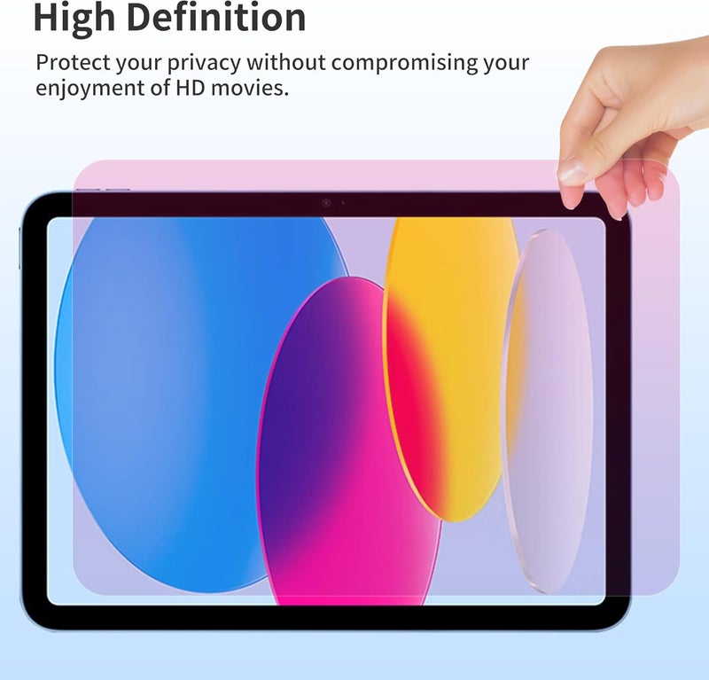 واقي شاشة خصوصية لجهاز iPad الجيل العاشر 10.9 بوصة (2022) A2696/A2757/A2777 زجاج مقسى مضاد للتجسس ومضاد للضوء الأزرق [متوافق مع Face ID وقلم Apple] فائق الحساسية متوافق مع الحافظة - Image 4