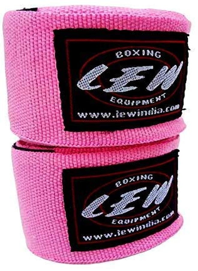 LEW Mexican Style Boxing 180" Pink with Elastic Hand & Wrist Support Hand Wraps - Image 1