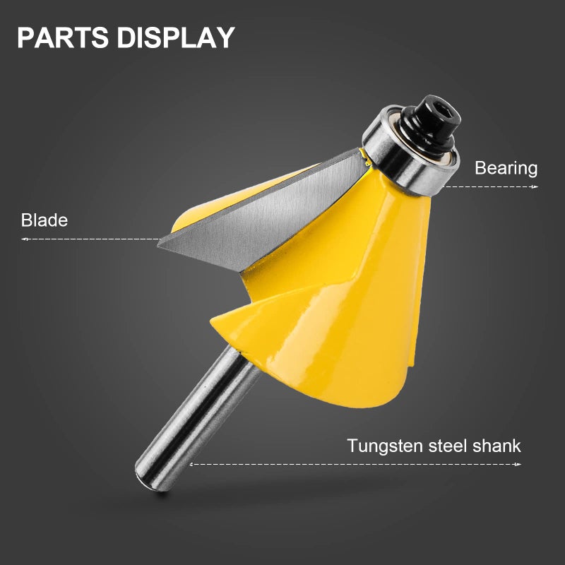 Exqutoo 3 Piece Chamfer Router Bit Set Kit  1/4"" Shank  15  22.5  30 Degree Cutting Angle  1"" Cutting Length - Image 4