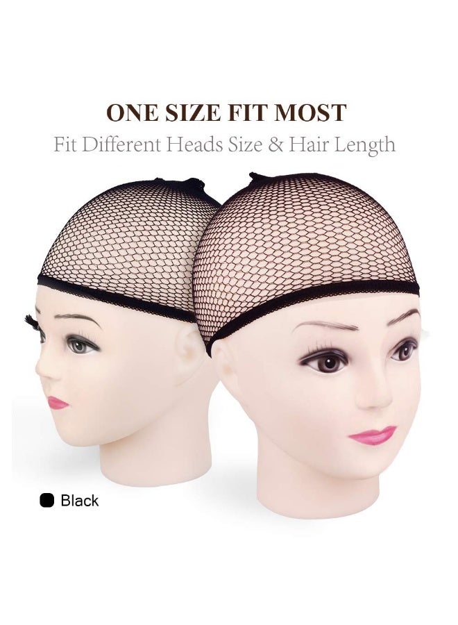 6 Pack Black Closed‑End Mesh Wig Caps, Lightweight Nylon Hair Nets for Salon Styling, Night Wrap, Cosplay, Halloween - Image 2