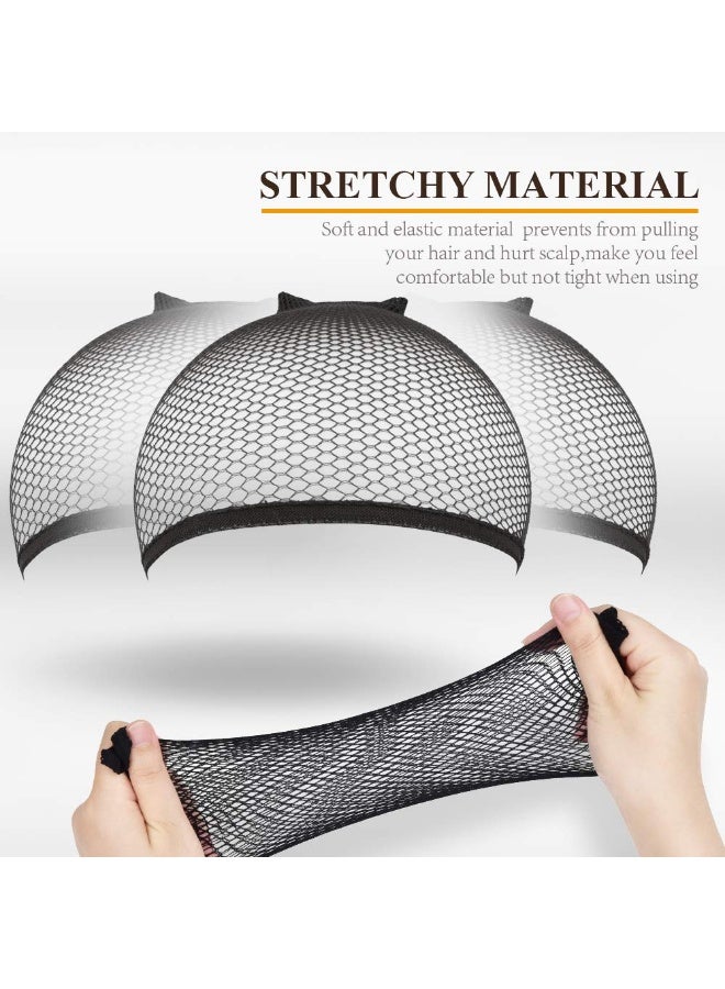 6 Pack Black Closed‑End Mesh Wig Caps, Lightweight Nylon Hair Nets for Salon Styling, Night Wrap, Cosplay, Halloween - Image 3