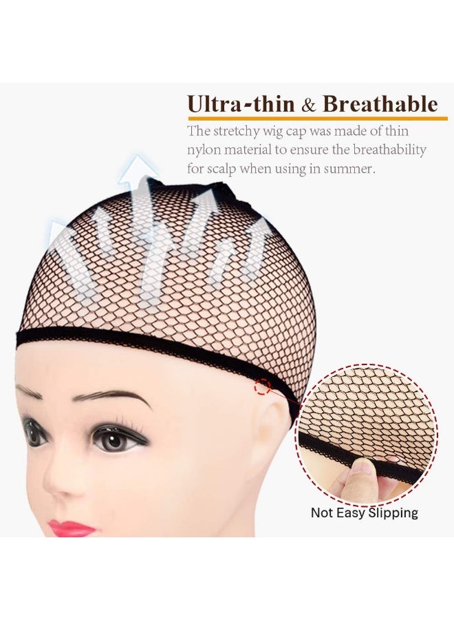 6 Pack Black Closed‑End Mesh Wig Caps, Lightweight Nylon Hair Nets for Salon Styling, Night Wrap, Cosplay, Halloween - Image 4