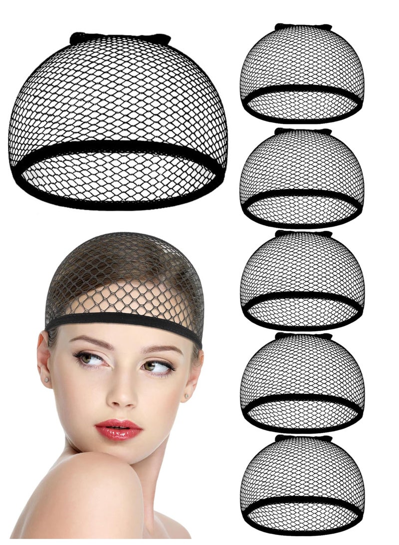 6 Pack Black Closed‑End Mesh Wig Caps, Lightweight Nylon Hair Nets for Salon Styling, Night Wrap, Cosplay, Halloween - Image 1