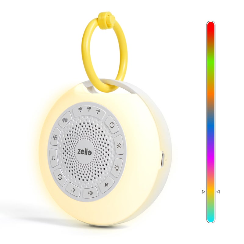 Lumi Zello Portable Pro Max White Noise Machine 30 Sounds 55 Hours Battery Life 7 Colour Night Light Child Lock Sleep Timer USB Rechargeable Baby Sleep Aid Sleep Sound Machine
