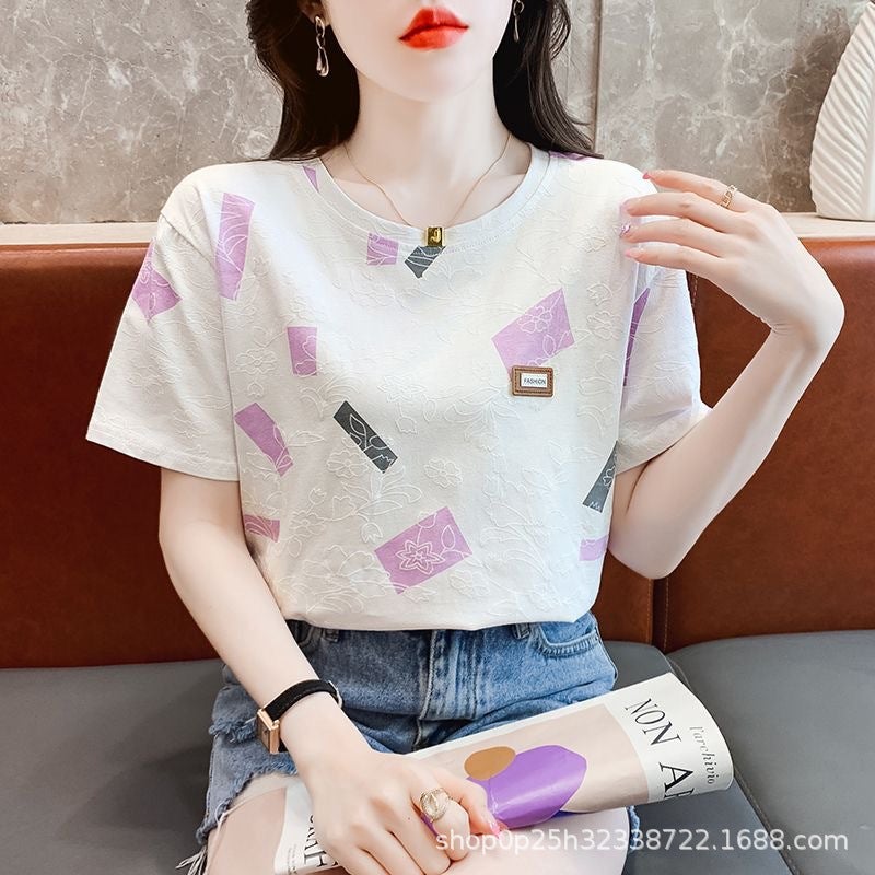 White T-Shirt Women'S Short Sleeve Round Neck Loose T-Shirt Base Shirt All-Match Top Instagram Trend - Image 4