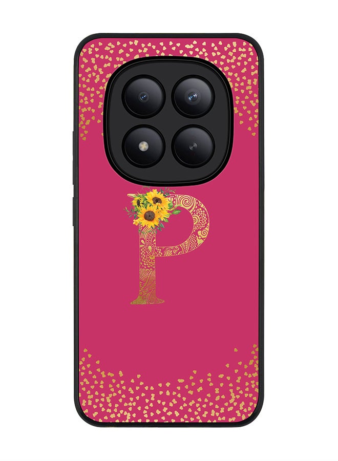 For Xiaomi Redmi Note 15 Pro+ / Poco M8 Pro Case,Slim fit Camera Protection, Shockproof Thin Phone cover  - Custom Floral Monogram - P ( Deep Pink )