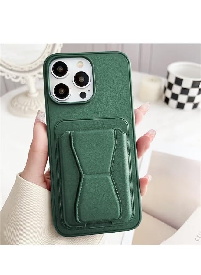 MIGOFAST iPhone 15 Pro Max Finger Case Cover Finger Grip Card Holder PU Leather Case Shockproof Back Card Storage & built in Kickstand Cover for iPhone 15 Pro Max 6.7 - Image 1