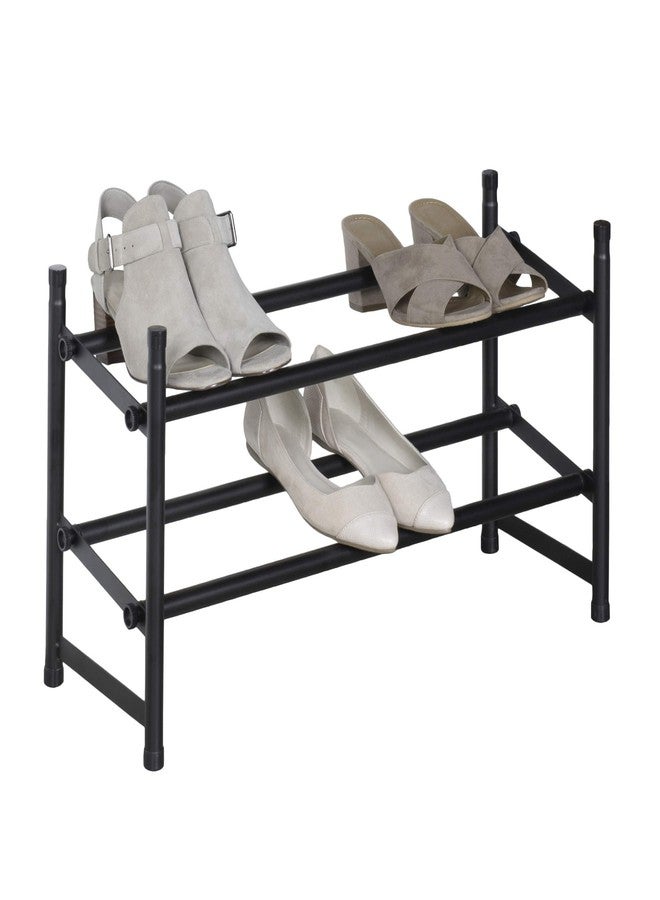 Richards Telescoping Stackable/Expandable Free Standing Shoe Rack, 2-Tier Holds Up To 10-Pair, Matte Black - Image 3