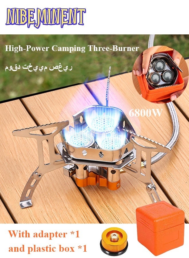 NIBEMINENT 6800W Portable Three-Burner, Stove Camping Tourist Burner , Big Power Folding Gas Stove, Cookware, Portable Furnace, Picnic Barbecue Tourism Supplies, Outdoor Recreation - Image 1