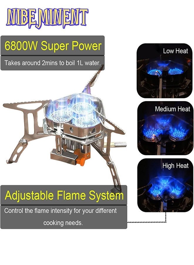NIBEMINENT 6800W Portable Three-Burner, Stove Camping Tourist Burner , Big Power Folding Gas Stove, Cookware, Portable Furnace, Picnic Barbecue Tourism Supplies, Outdoor Recreation - Image 2