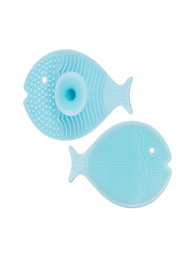 Innobaby Bathin Smart Silicone Cradle Cap Brush for Baby, Essential for Dry Skin & Eczema, Gentle Scrubber & Exfoliator with Suction Handle, Quick Dry Food Grade Silicone, Blue (2 Pack) - Image 1