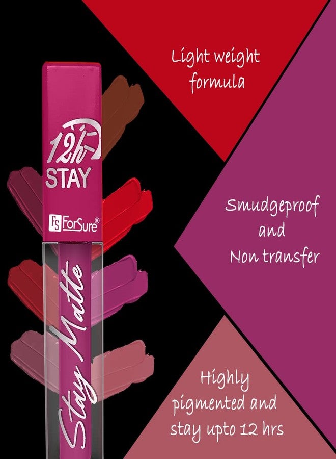 ForSure® Non Transfer Waterproof Longlast Liquid Matte Mini Lipstick Pack Of 4 (Haute Plum,Coco Brown,Mauve Ice,Adorable Nude) - Image 4