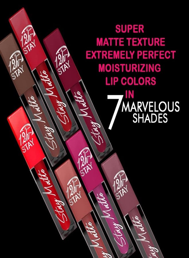 ForSure® Non Transfer Waterproof Longlast Liquid Matte Mini Lipstick Pack Of 4 (Haute Plum,Coco Brown,Mauve Ice,Adorable Nude) - Image 3