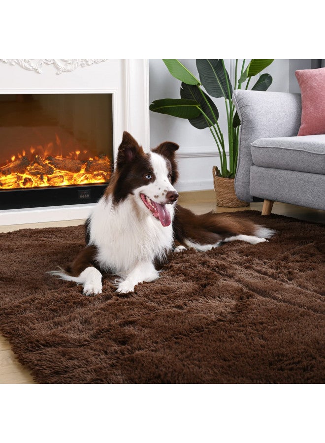 Merelax Soft Modern Indoor Large Shaggy Rug for Bedroom Livingroom Dorm Kids Room Home Decorative, Non-Slip Plush Fluffy Furry Fur Area Rugs Comfy Nursery Accent Floor Carpet 3 X 5 Feet, Brown - Image 3