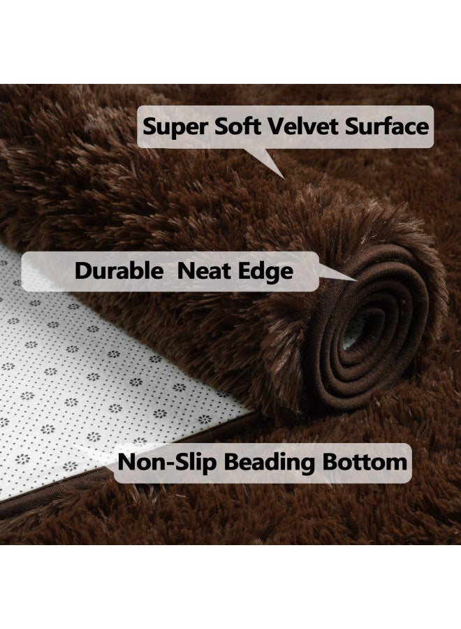 Merelax Soft Modern Indoor Large Shaggy Rug for Bedroom Livingroom Dorm Kids Room Home Decorative, Non-Slip Plush Fluffy Furry Fur Area Rugs Comfy Nursery Accent Floor Carpet 3 X 5 Feet, Brown - Image 2