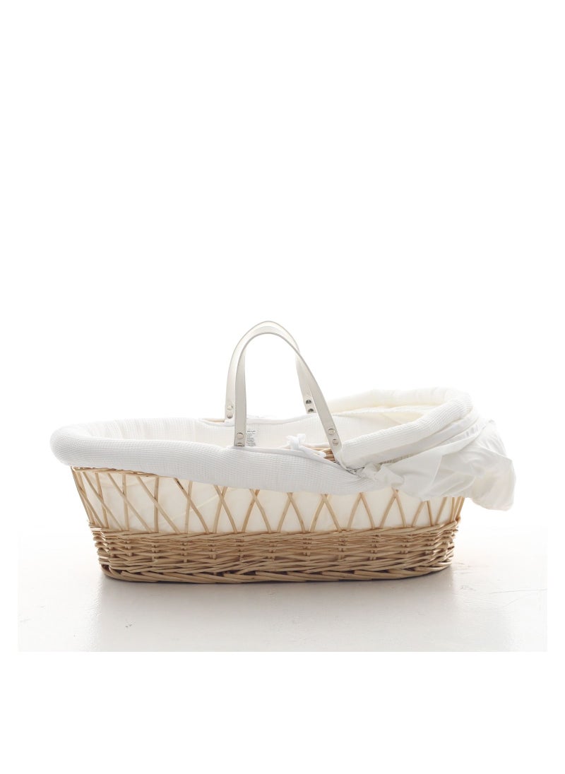 TEKNUM Teknum Infant Wicker Moses Basket with White Waffle Beddings - Wooden Brown  - Image 3