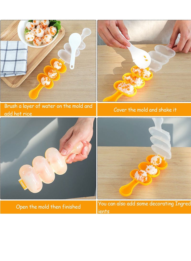 SOLARAE Rice Ball Molds, Egg Sushi Rice Mold Non-Stick Rice Ball Maker Shake, Rice Ball Maker Mold Include 2 PCS Rice Ball Mold Shaker and 6 PCS Animals Boiled Egg Rice Sushi Molds For Beginners Kids - Image 3