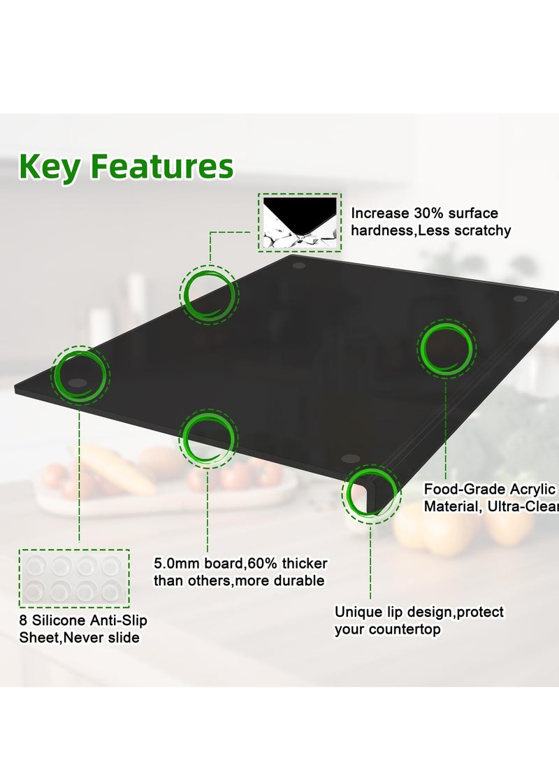 XiuWoo Acrylic Cutting Board with Counter Lip, BPA-Free & Food-Safe Kitchen Tool, Perfect for Protecting Countertops, Versatile & Easy to Clean, Ideal for Home & Professional Use, black - Image 3