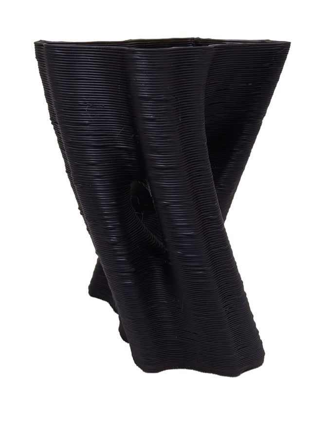 3D PRINTED FLOWER VASE 17 (BLACK PLA PLASTIC)