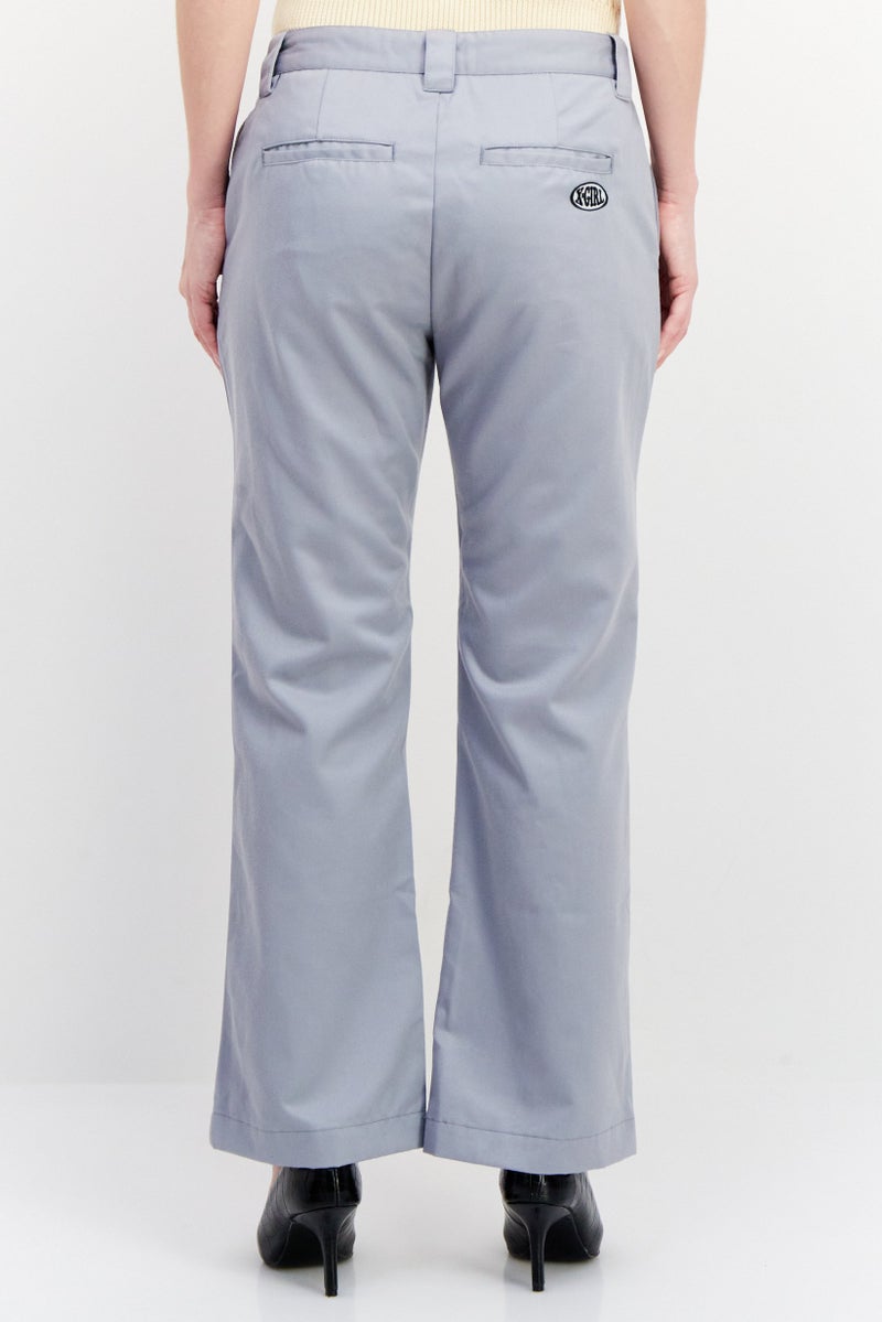WWT Women Regular Fit Straight Leg Plain Pants, Grey - Image 3