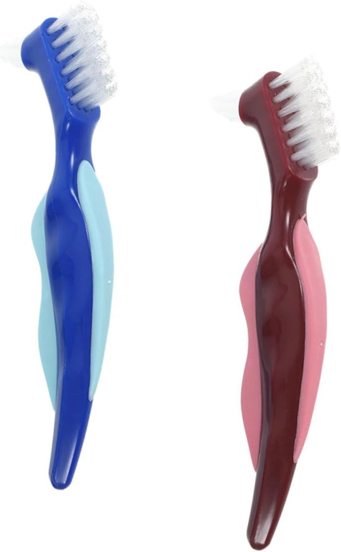 Well-engineered versatile build OUNONA 2Pcs Double-Sided Denture Brush Set Soft Bristles Waterproof Denture Cleaning Tool for Travel Suitable for Elderly and Wearers General need oriented design - Image 1