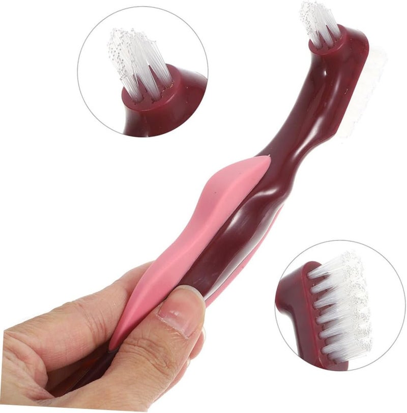 Well-engineered versatile build OUNONA 2Pcs Double-Sided Denture Brush Set Soft Bristles Waterproof Denture Cleaning Tool for Travel Suitable for Elderly and Wearers General need oriented design - Image 3