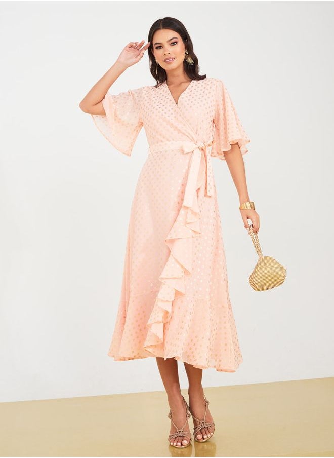 Styli - Foil Print Wrap Midi Dress - Image 1