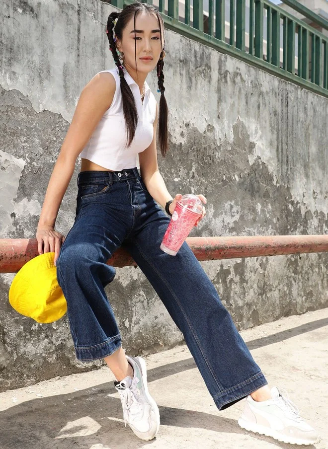 STREET 9 Wide Leg High-Rise Denim Jeans for Women