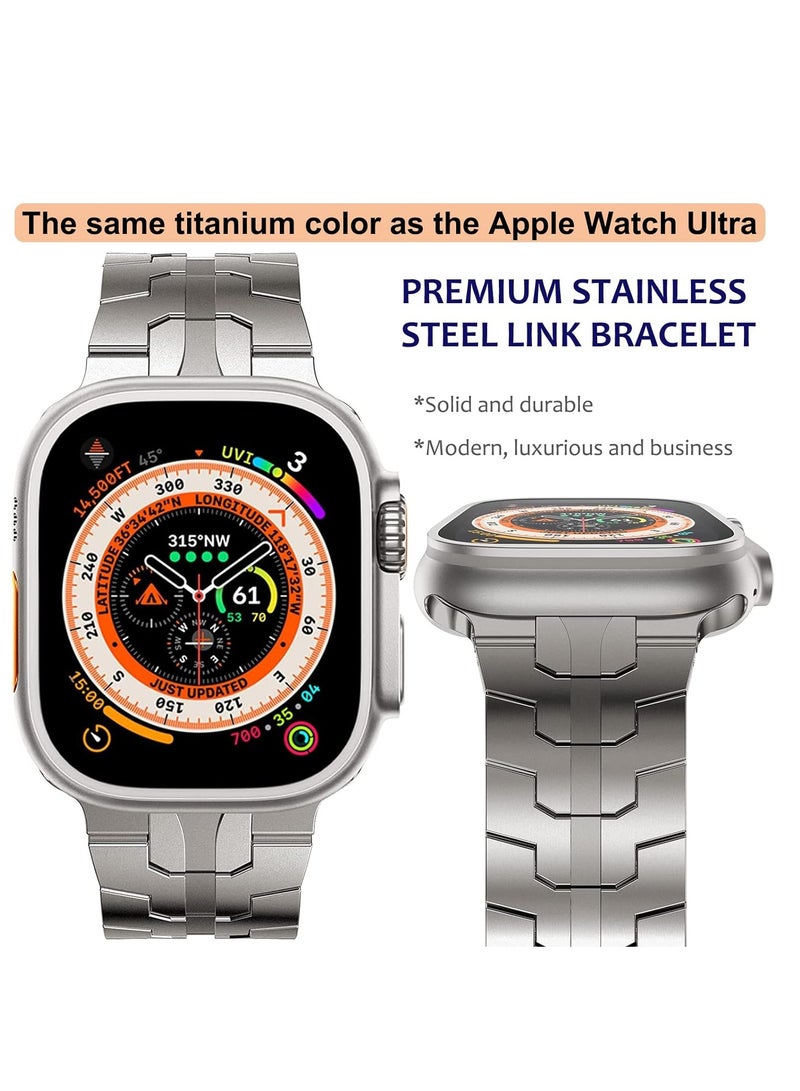 Watch Titanium Folding Buckle Band for Apple Watch Ultra and Ultra 2 for Men and Women 49mm Series 9/8 - Star light, Size 49mm - Image 2