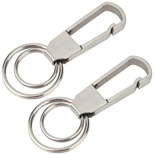 Wisdompro 2 Pcs Stainless Steel Key Chain, Heavy Duty Keychain Clip with Belt Hook - Image 1