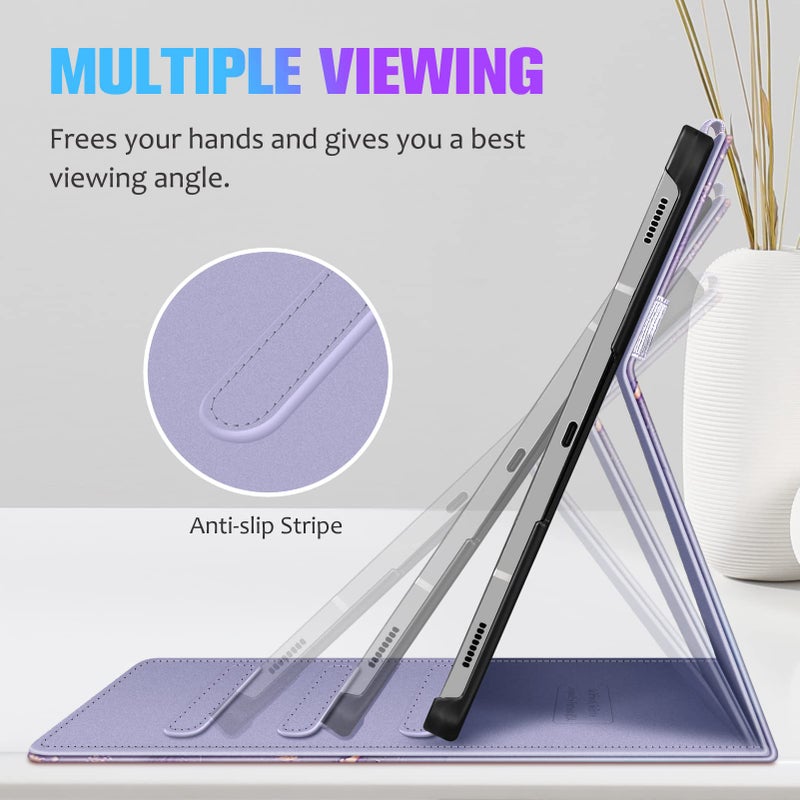 Fintie Case for Samsung Galaxy Tab S10+/ S9+/ S8+/ S7 FE/ S7+ 12.4 Inch, Multi-Angle Viewing Protective Cover with Pocket, Auto Sleep/Wake, Lilac Purple - Image 3