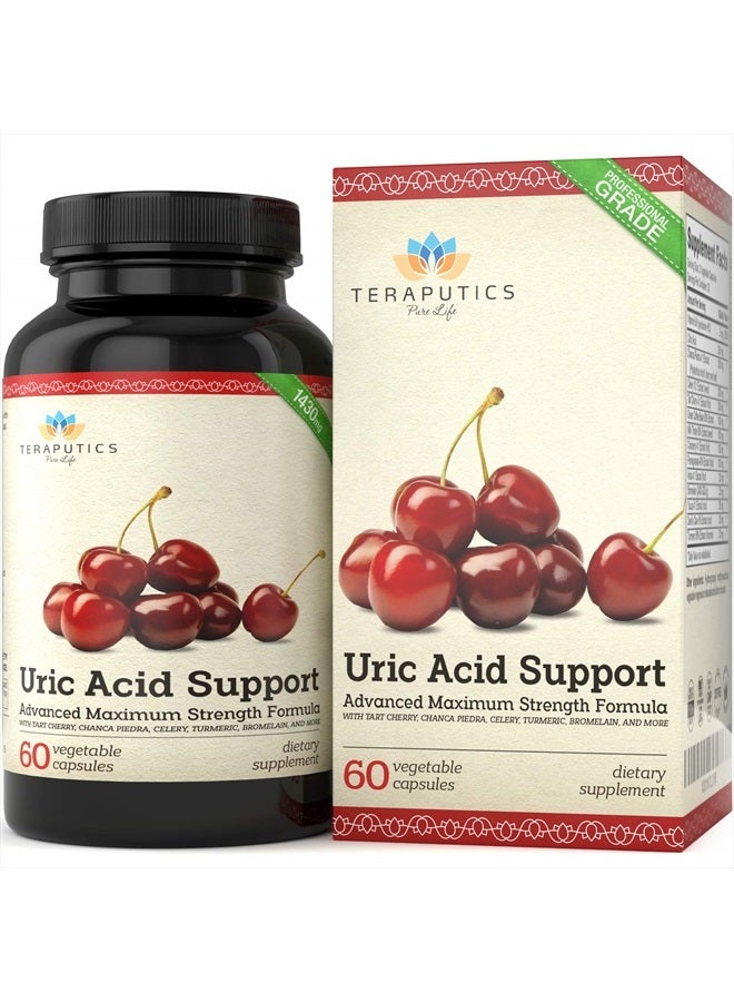 Teraputics صيغة دعم حمض اليوريك | تطهير متقدم لحمض اليوريك ودعم الكلى - يشمل مركز الكرز الحامض، مستخلص بذور الكرفس + 12 مكونًا عالي الفعالية، 60 كبسولة نباتية - Image 1