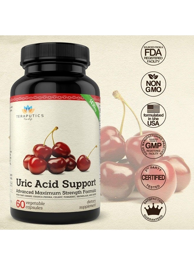 Teraputics صيغة دعم حمض اليوريك | تطهير متقدم لحمض اليوريك ودعم الكلى - يشمل مركز الكرز الحامض، مستخلص بذور الكرفس + 12 مكونًا عالي الفعالية، 60 كبسولة نباتية - Image 3