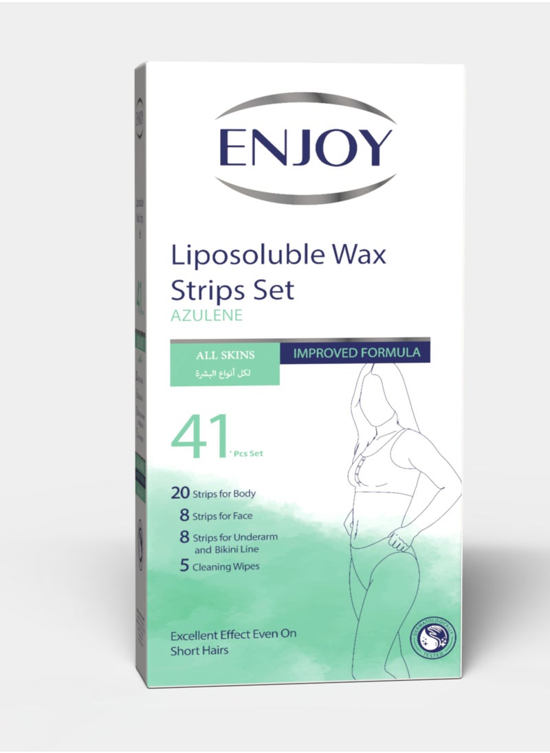 ENJOY - Enjoy Liposoluble Wax Strips Set Azulene For All Skins 41pcs - Image 1