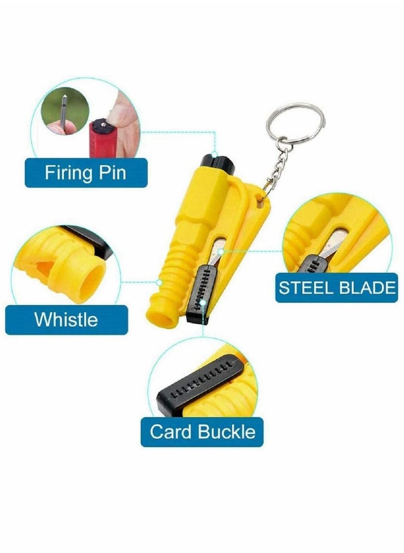 KASTWAVE - 3 in 1 Car Emergency Hammer - Maso Auto 2PCS Car Life Keychain Emergency Escape Tool with Car Window Safety Rescue Tool Window Glass Breaker Hammer (Yellow) - Image 1