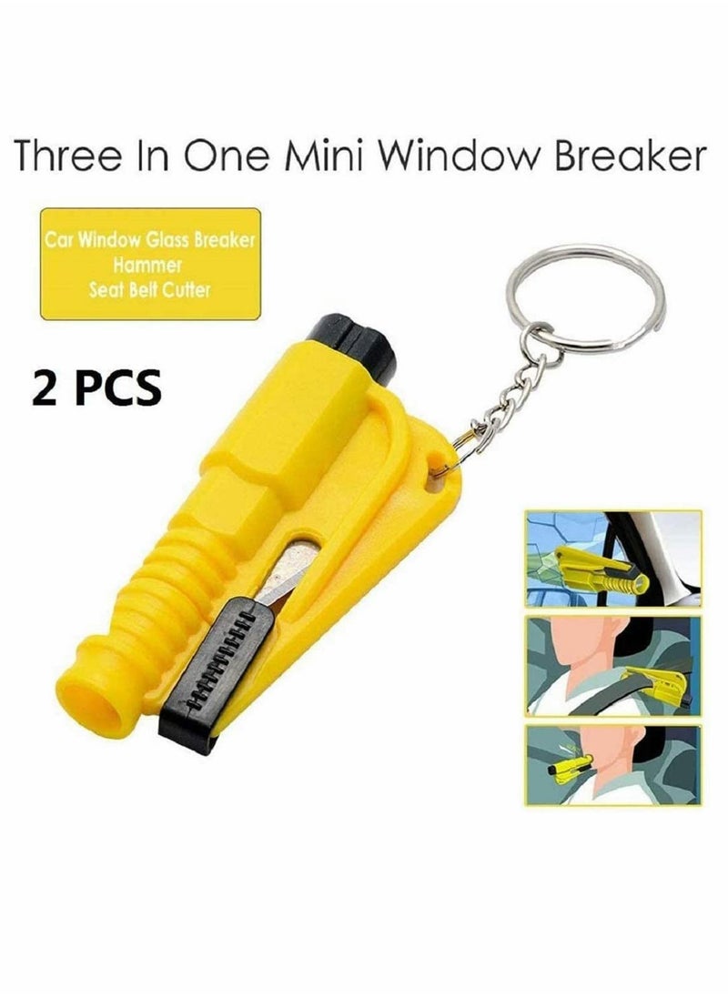 KASTWAVE - 3 in 1 Car Emergency Hammer - Maso Auto 2PCS Car Life Keychain Emergency Escape Tool with Car Window Safety Rescue Tool Window Glass Breaker Hammer (Yellow) - Image 1