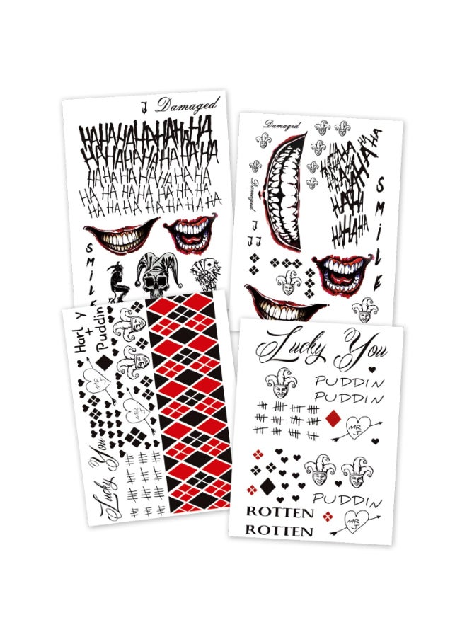 Kotbs 3Pack Large Cosplay Clown Prince Temporary Tattoos 82 x 116 Inch Fake Tattoos for Cosplay Halloween and Parties - Image 3