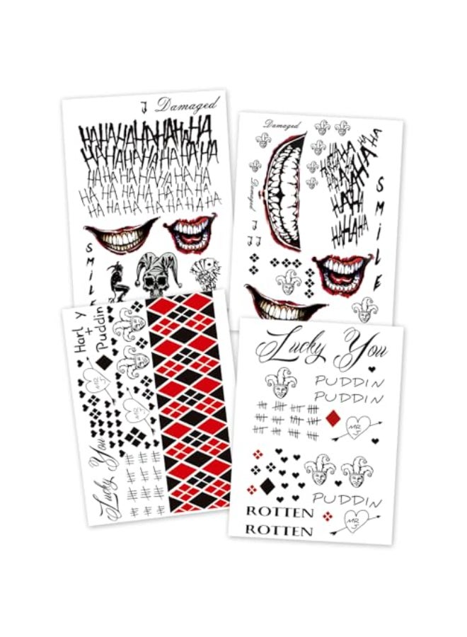 Kotbs 3Pack Large Cosplay Clown Prince Temporary Tattoos 82 x 116 Inch Fake Tattoos for Cosplay Halloween and Parties - Image 1