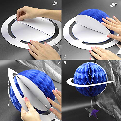 KALEFO 9PCS Outer Space Decor Solar System Hanging Decorations Astonaut Galaxy Planets Honeycomb Space Birthday The Milky Way Party Decor Ceiling Ornaments - Image 5