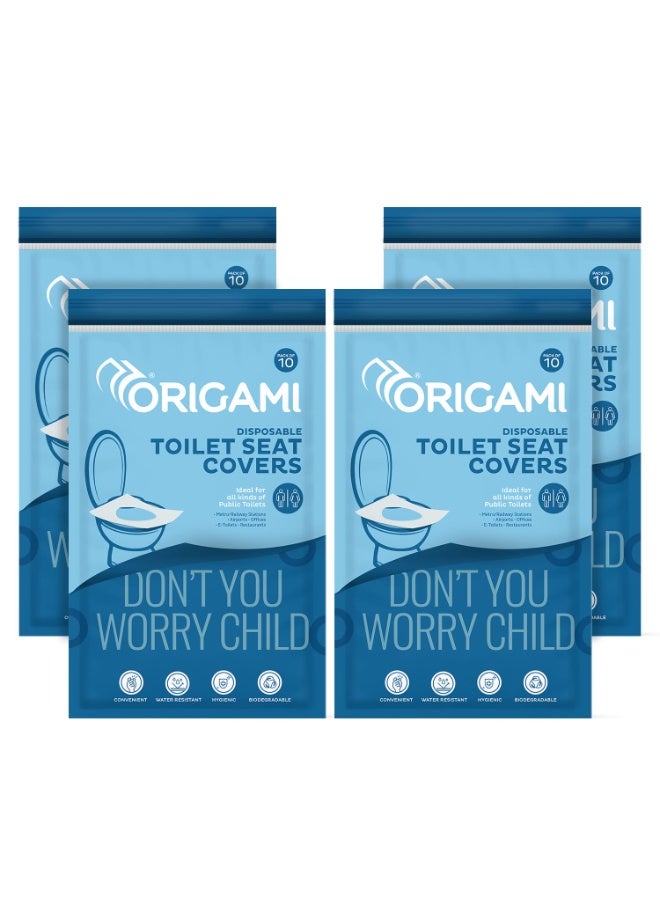 Origami Disposable Toilet Seat Covers Pack of 4 (10 per pack, Total 40 Sheets) | Hygienic Protection | No Direct Contact with Unsanitary Seats | Easy to Dispose & Eco-Friendly - Image 1