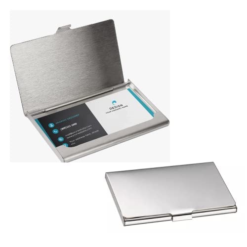 Giftana Stainless Steel Card Holder for Men & Women, Visiting Credit Card Holder, Stainless Steel Pocket Business Card Case Holder, Diwali Corporate Gifts (Silver) - Image 2