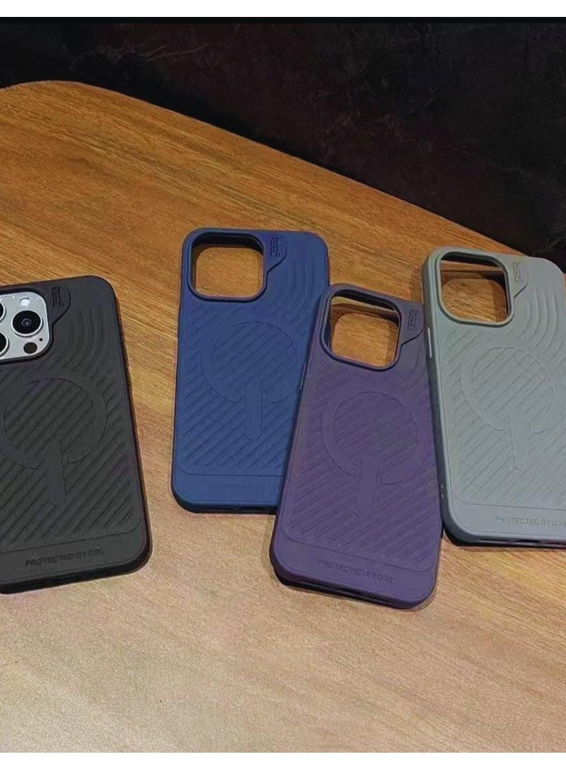 يزلر غطاء مطاطي متوافق مع MagSafe لهاتف iPhone 12 Pro – جودة عالية، حماية من الصدمات، بطانة داخلية من السيليكون الناعم، قبضة مانعة للانزلاق، غطاء هاتف أزرق نحيف ومتين - Image 4