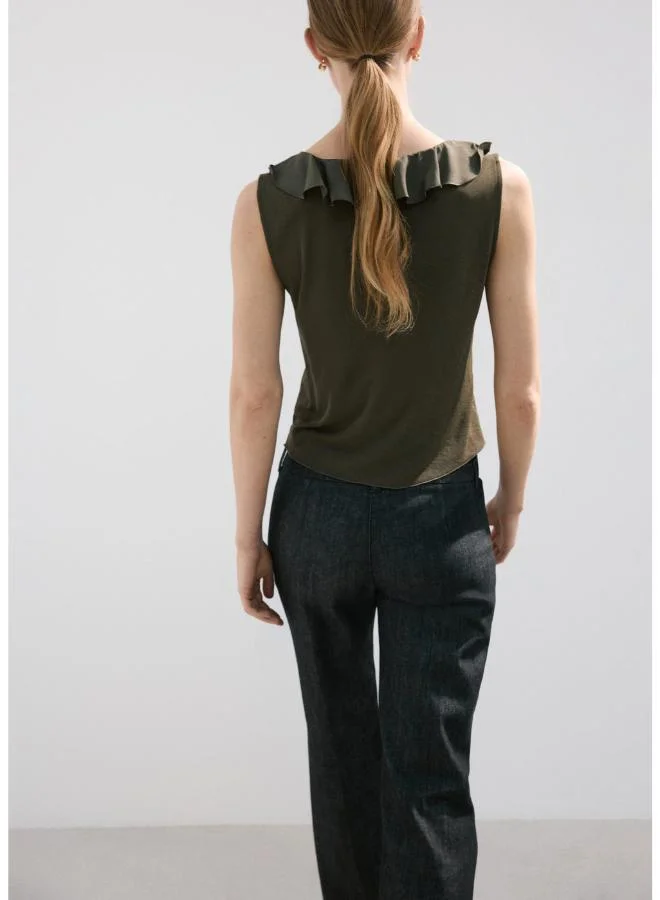 مانجو Ruffled V-neck top