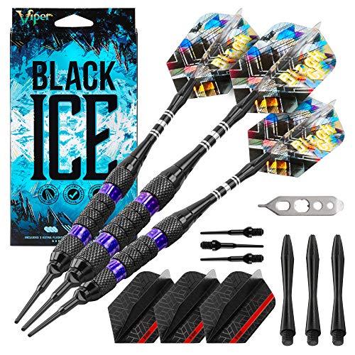 Viper Black Ice Soft Tip Darts with Purple Rings, 16 Grams - Image 1