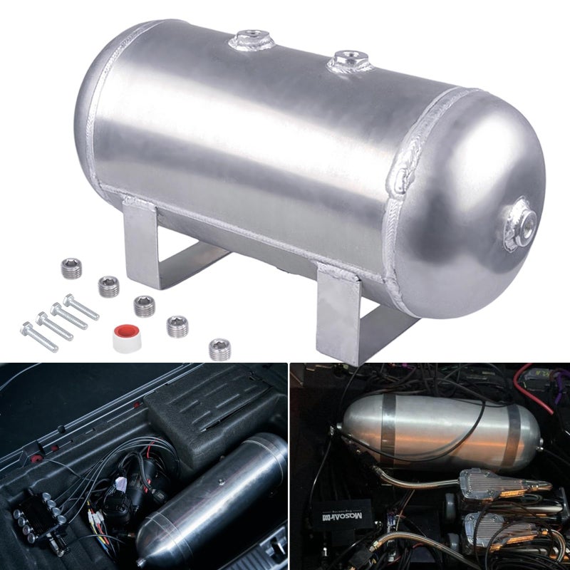 CNRAQR 16 Gallon Air Tank Aluminum 6 Liter Air Compressor Onboard System 12V 14NPT for Train Truck Trailer Train Auto Air Lift Suspension Heavy Duty Air Horn Compressor