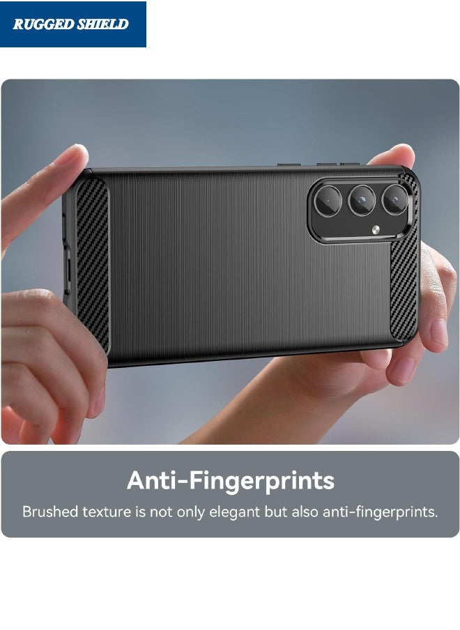 RUGGED SHIELD - Samsung Galaxy A-55 Case, Galaxy A-55 Cover with Brushed Carbon Fiber Texture, Flexible TPU Shockproof Protection Bumper Phone Case, Slim Case Cover for Samsung Galaxy A-55 5G, Black - Image 1
