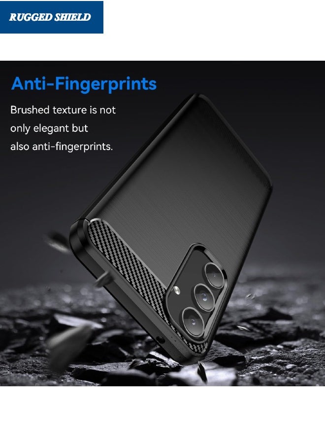 RUGGED SHIELD - Samsung Galaxy A-55 Case, Galaxy A-55 Cover with Brushed Carbon Fiber Texture, Flexible TPU Shockproof Protection Bumper Phone Case, Slim Case Cover for Samsung Galaxy A-55 5G, Black - Image 1