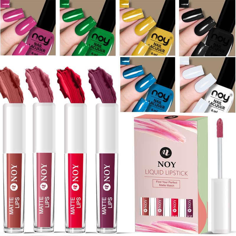 Noy Matte Nail Paint Complete Beauty Set Matte Liquid Lipstick HighShine Nail Paint - Image 1