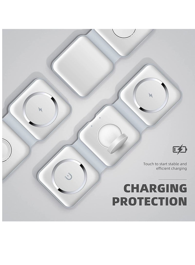 3 in 1 Wireless Charger Magnetic Foldable Charging Station Fast Wireless Charging Pad  White - Image 2